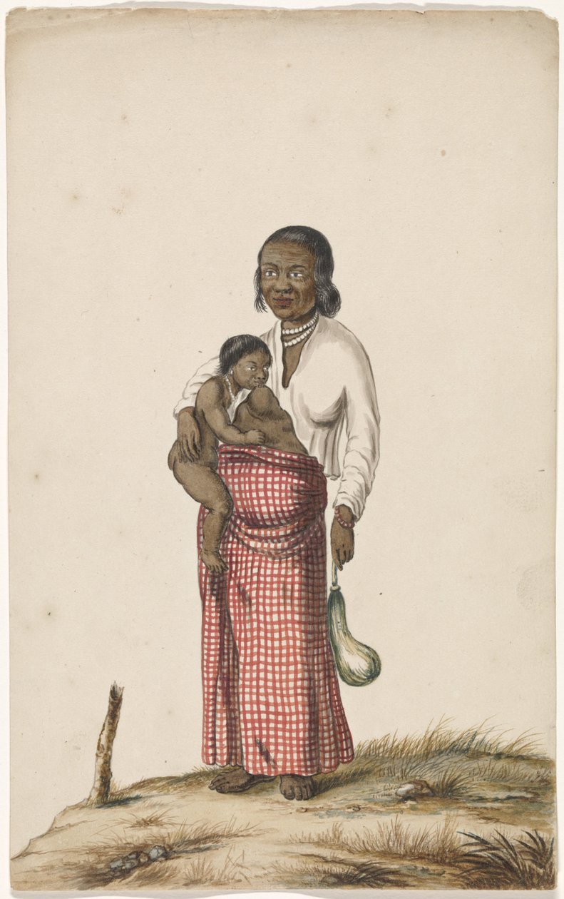 Maurische Frau mit Säugling und Aubergine von Anonymous