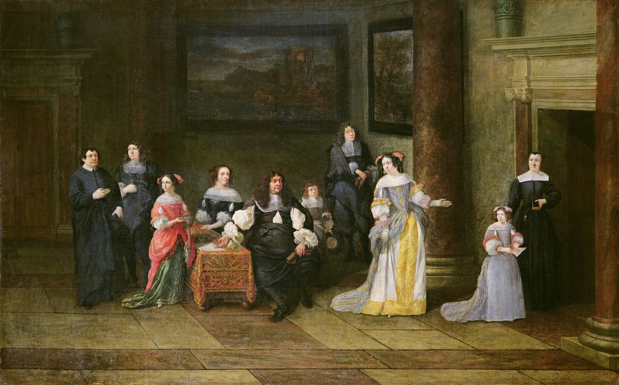 Porträt einer Familie in einem Innenraum von Anthonie Palamedesz