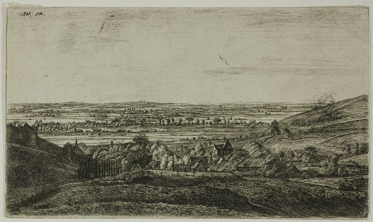Eine Stadt in einem Tal von Anthonie Waterloo