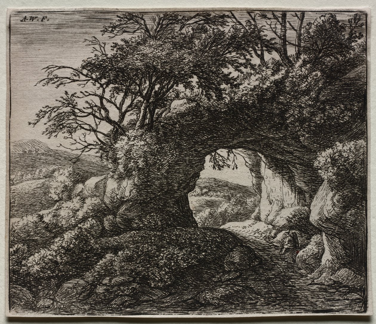 Vier Landschaften: Der durchlöcherte Felsen von Anthonie Waterloo