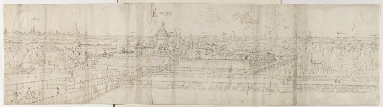 Ansicht des Palastes von Cantecroy bei Antwerpen und der umliegenden Landschaft, 1557-58 von Anthonis van den Wyngaerde