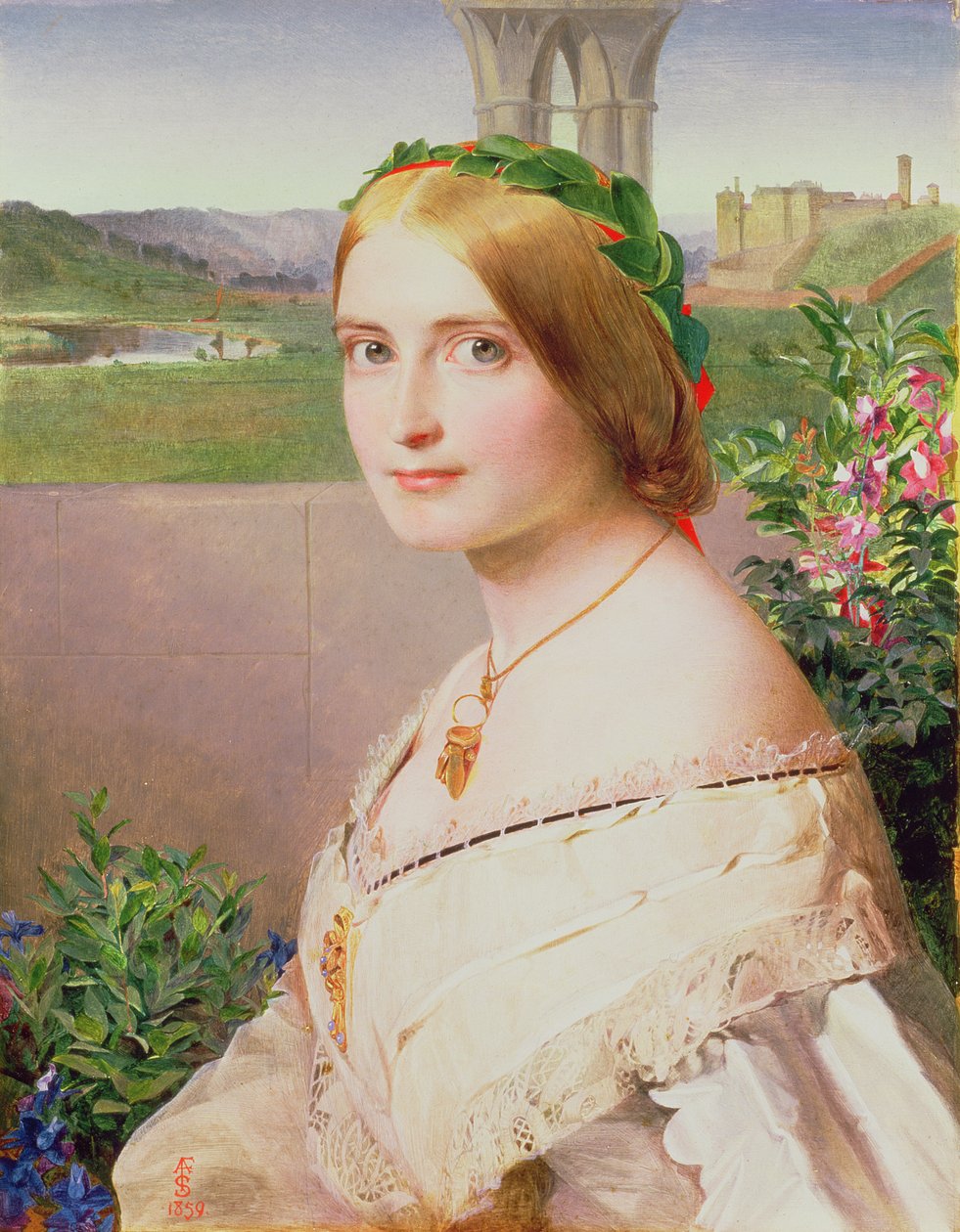 Porträt von Adelaide Mary, Mrs. Philip Bedingfeld, 1859 von Anthony Frederick Augustus Sandys