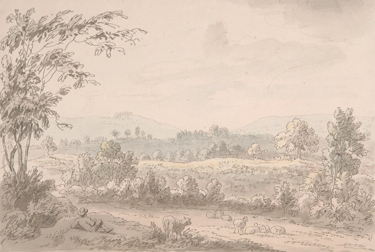 Landschaft mit Schäfer und Schafen von Anthony Devis