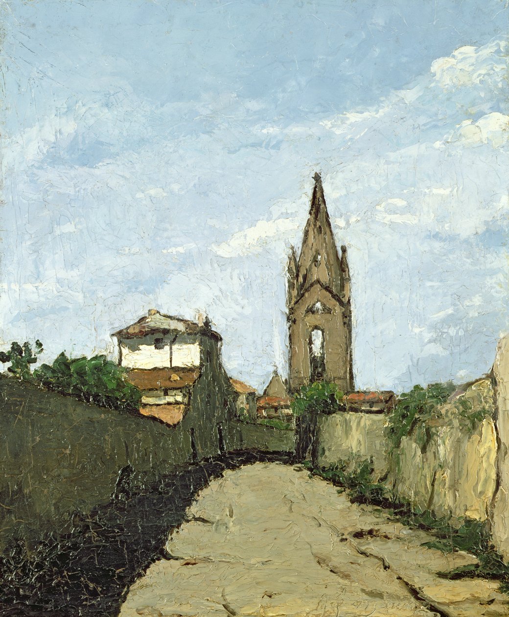 Die Dorfkirche, ca. 1866-70 von Antoine Fortune Marion