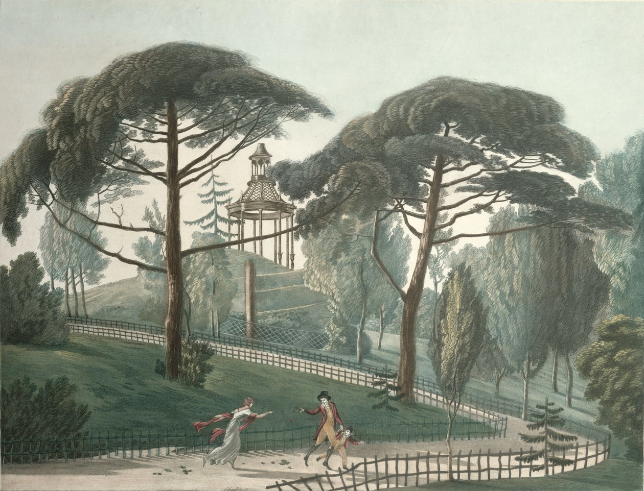 Das Labyrinth oder Belvedere des Jardin des Plantes in Paris, graviert von Nicolas Marie Joseph Chapuy (1790-1858) von Antoine Pierre Mongin