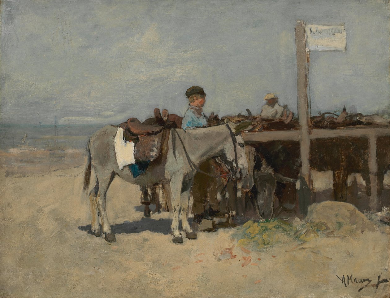 Eselstand am Strand von Scheveningen von Anton Mauve