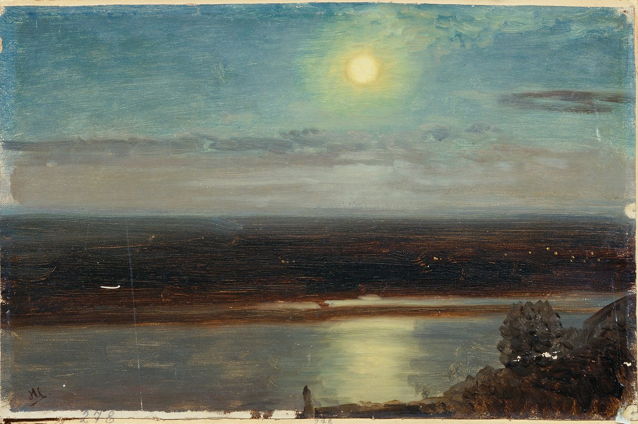 Die Donau mit dem Marchfeld bei Nacht von Anton Hlavacek