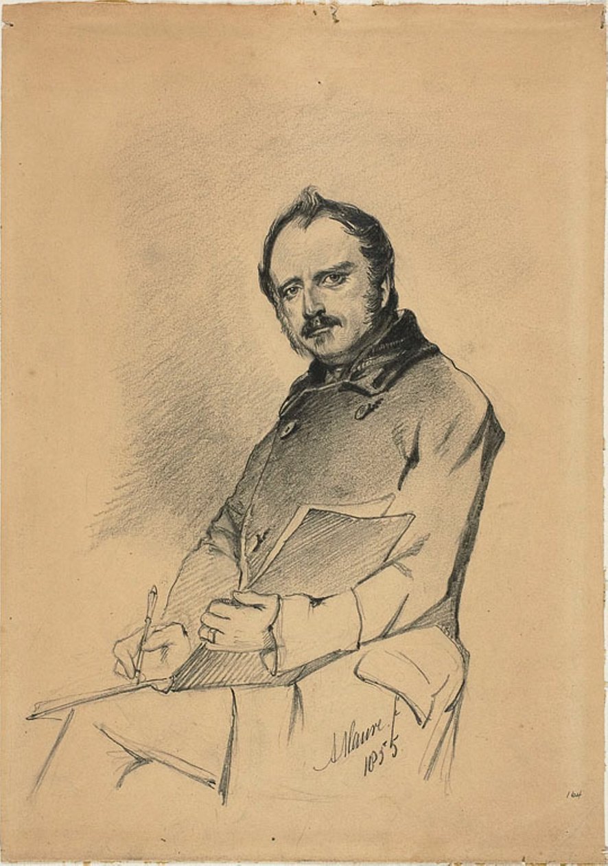 Porträt eines Mannes beim Schreiben von Anton Mauve