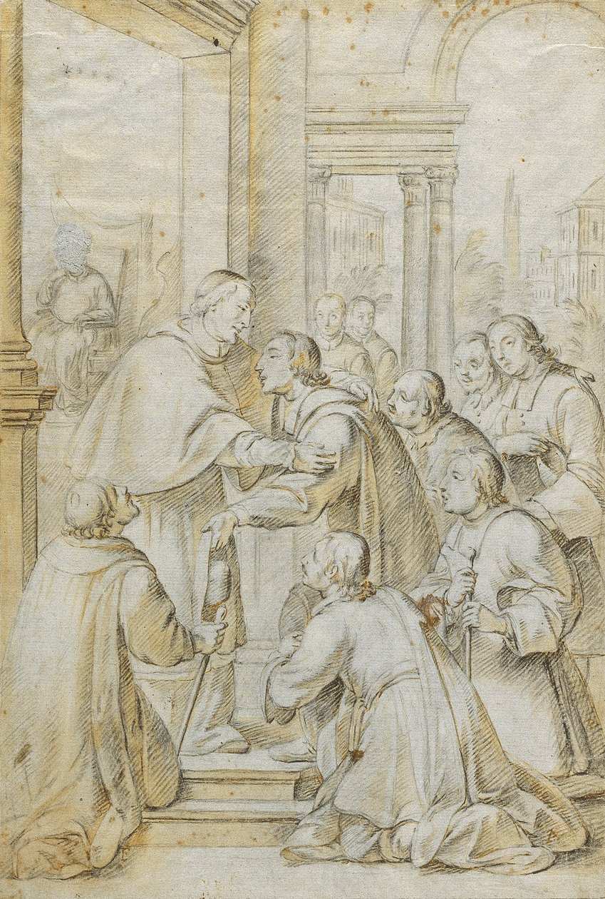 Der heilige Bruno trifft Bischof Hugo von Köln von Antoni Viladomat