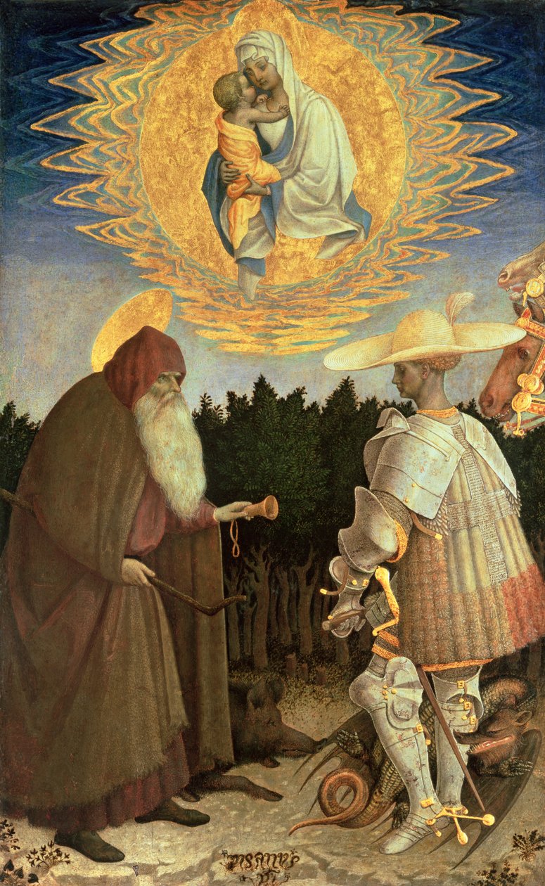 Die Jungfrau und das Kind mit St. Georg und St. Antonius dem Abt von Antonio Pisanello