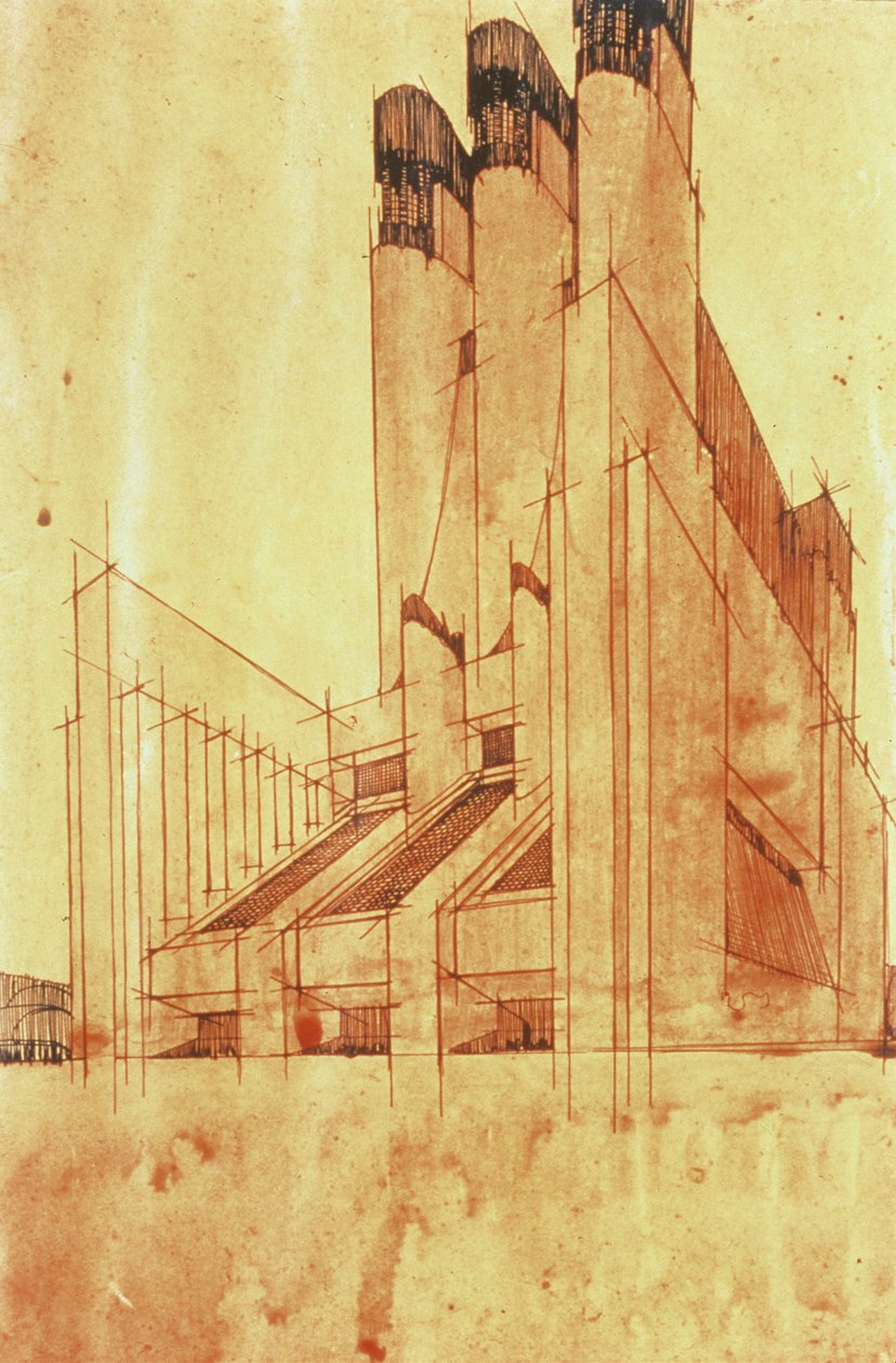Studie für ein Gebäude, 1913 von Antonio SantElia