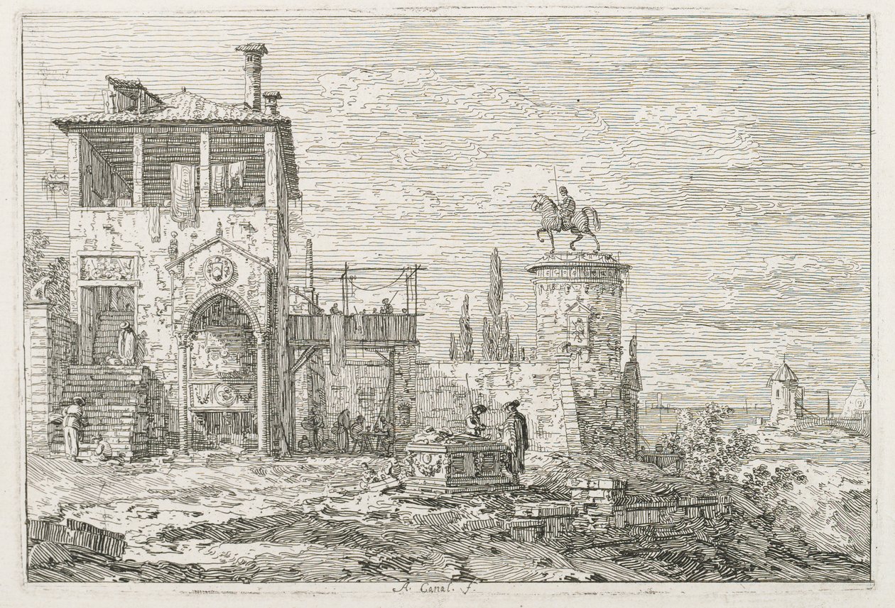 Ansichten: Das Reiterdenkmal von Antonio Canaletto