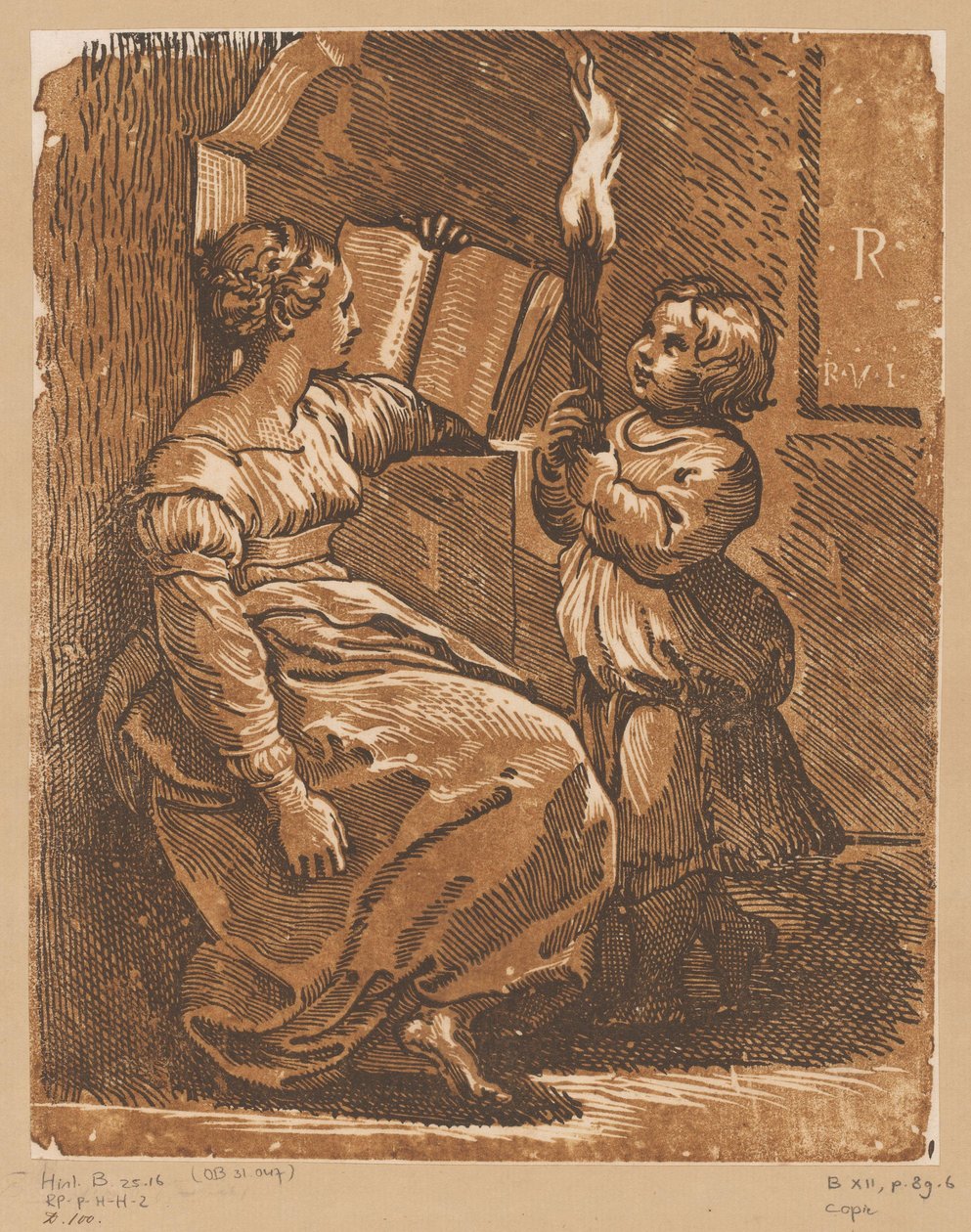 Lesende Sibylle mit Kind von Antonio da Trento (attributed to)