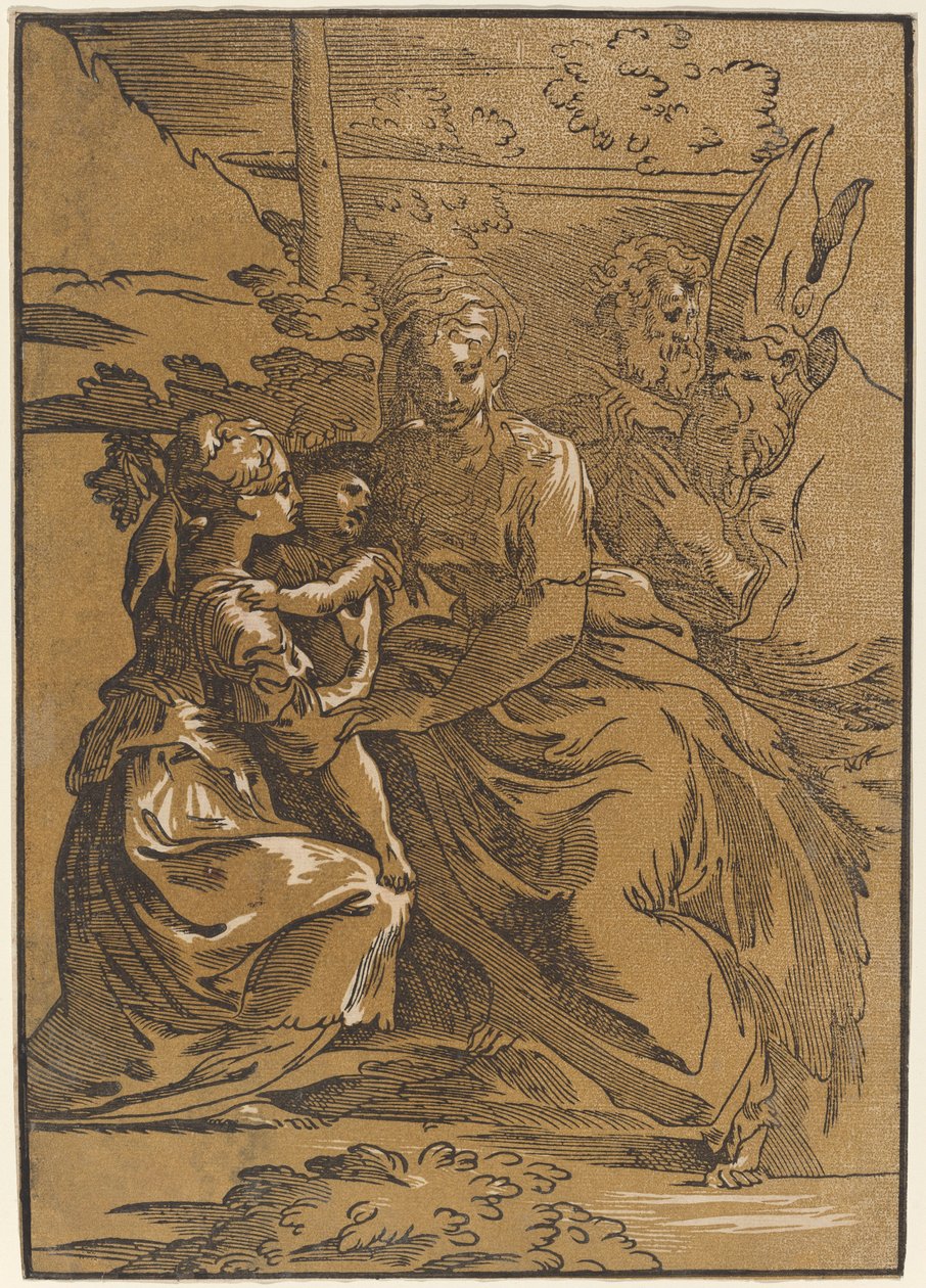 Die Heilige Familie mit zwei Heiligen von Antonio da Trento