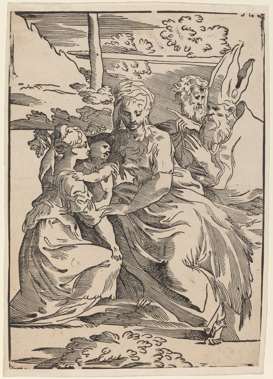 Die Heilige Familie mit zwei Heiligen von Antonio da Trento