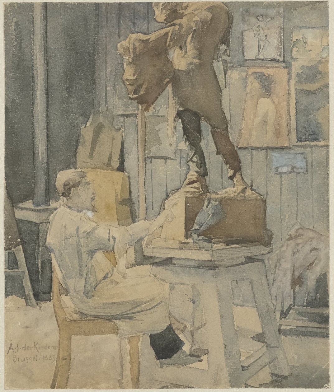 Jan Toorop in einer Bildhauerwerkstatt von Antoon Derkinderen