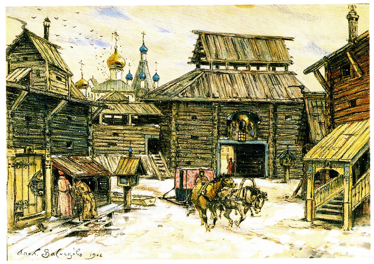 Altes Moskau. Die Holzstadt, 1902 von Apollinari Mikhailovich Vasnetsov