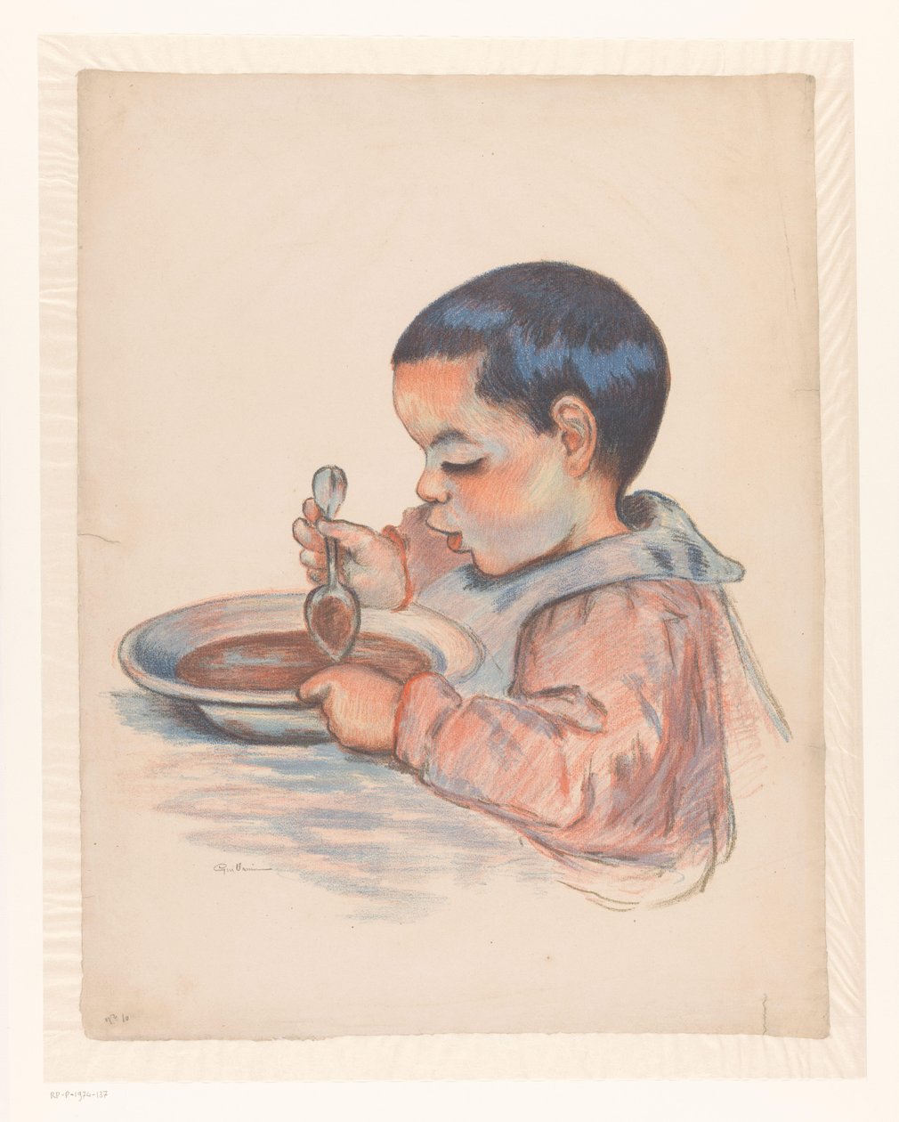 Kind, das Suppe isst von Armand Guillaumin
