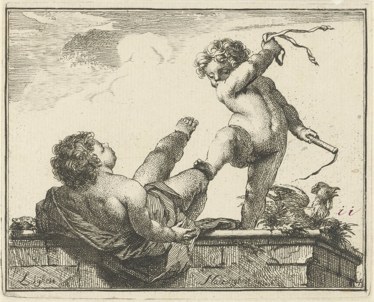 Fleiß besiegt Faulheit (Einundvierzig verschiedene Sinnbilder) von Arnold Houbraken