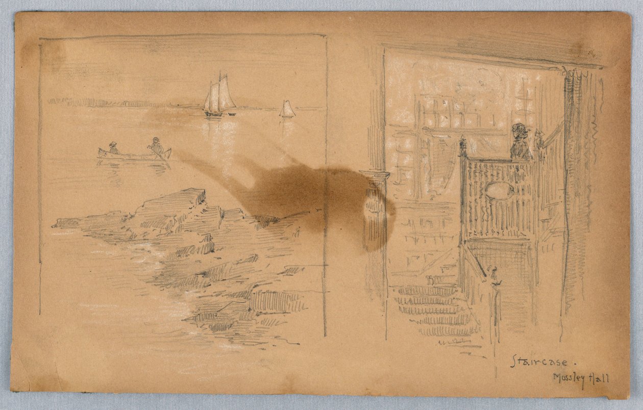 Skizze von Landschaft und Treppe von Arnold William Brunner
