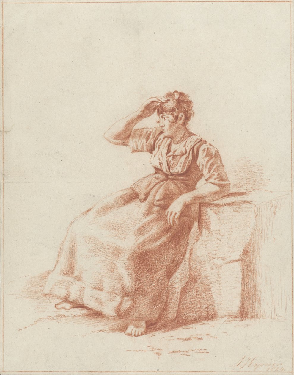 Sitzendes Bauernmädchen von Arnoldus Johannes Eymer