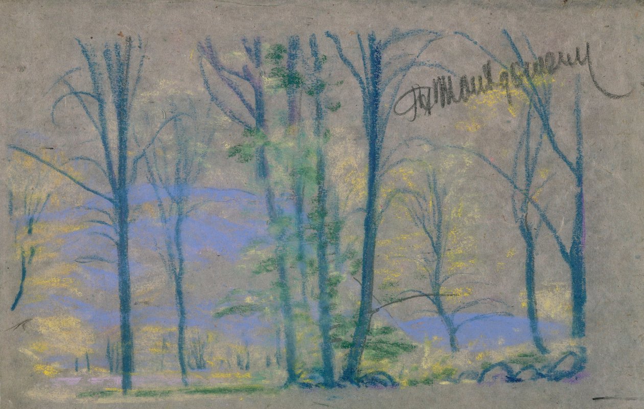 Landschaft mit Bäumen aus dem Buch von A.B. Davies, Ausgabe -23, 50 von Arthur Bowen Davies
