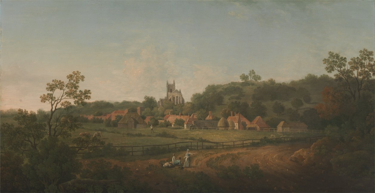 Ein entfernter Blick auf das Dorf Hythe und die Kirche, Kent von Arthur Nelson