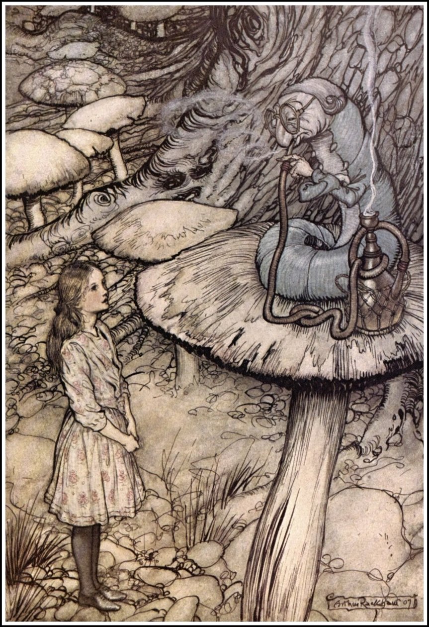 Alices Abenteuer im Wunderland - Rat von einer Raupe von Arthur Rackham