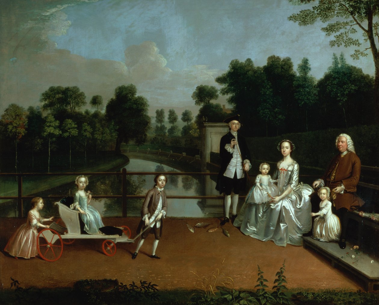 Eine Familiengruppe auf einer Terrasse in einem Garten, 1749 von Arthur Devis