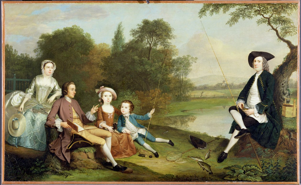 Porträt einer Familie, traditionell bekannt als die Familie Swaine von Fencroft, Cambridgeshire, 1749 von Arthur Devis