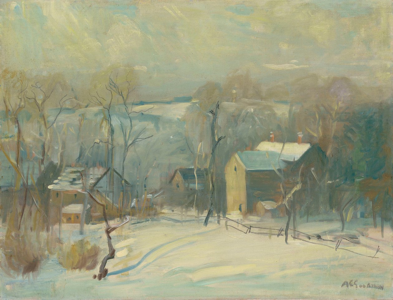 Dorf im Schnee von Arthur Clifton Goodwin