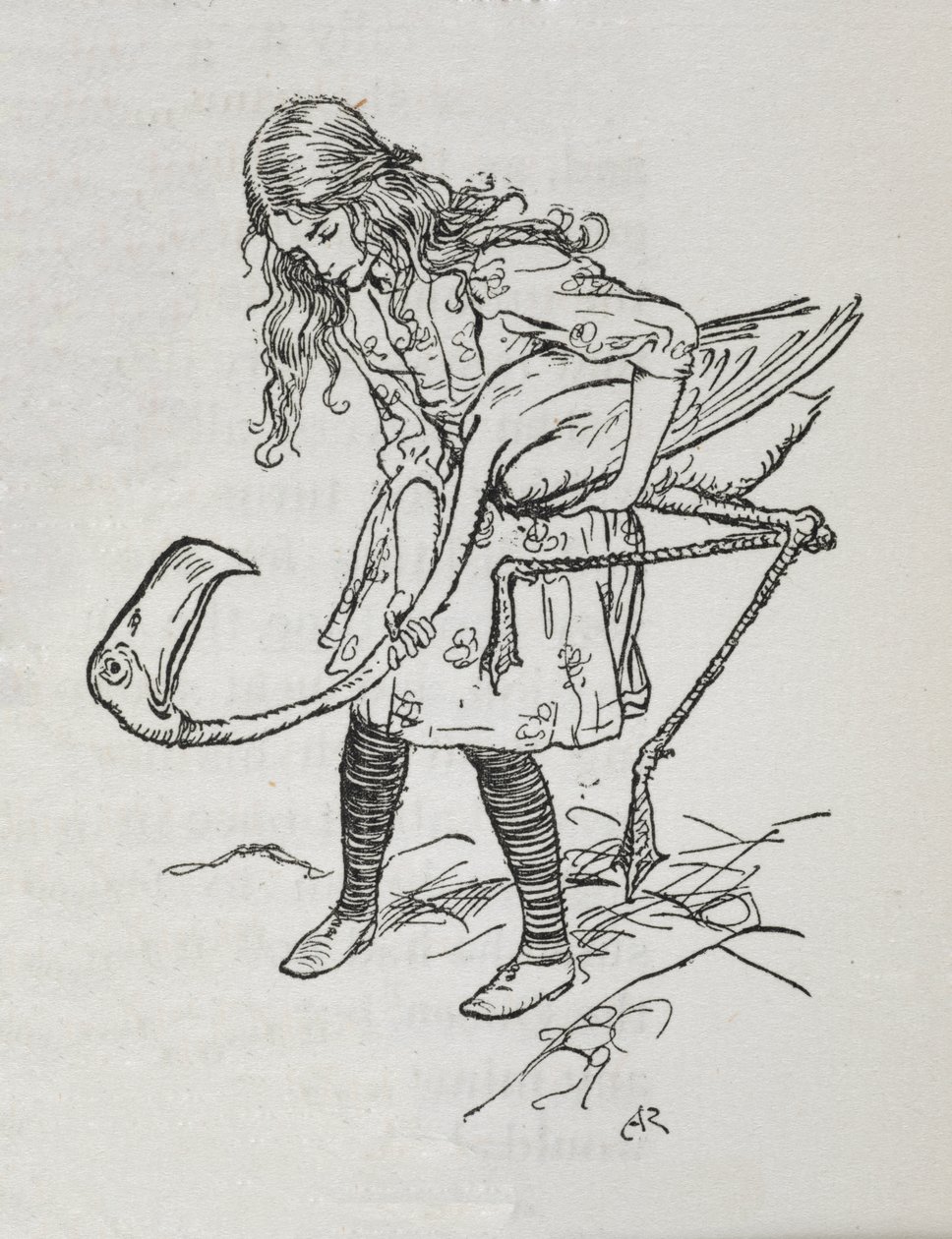 Alice spielt Krocket mit einem Flamingo von Arthur Rackham