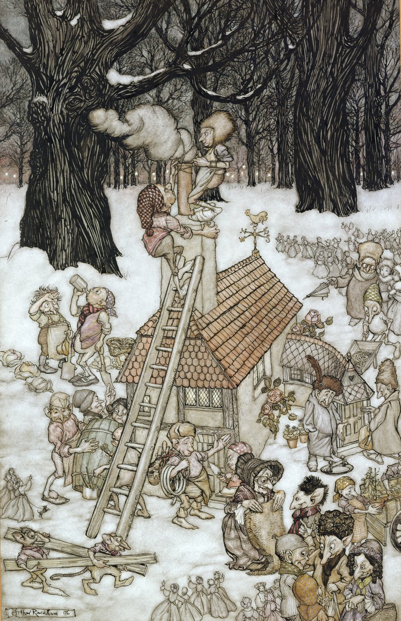 Das für Maimie gebaute Haus, 1906 von Arthur Rackham