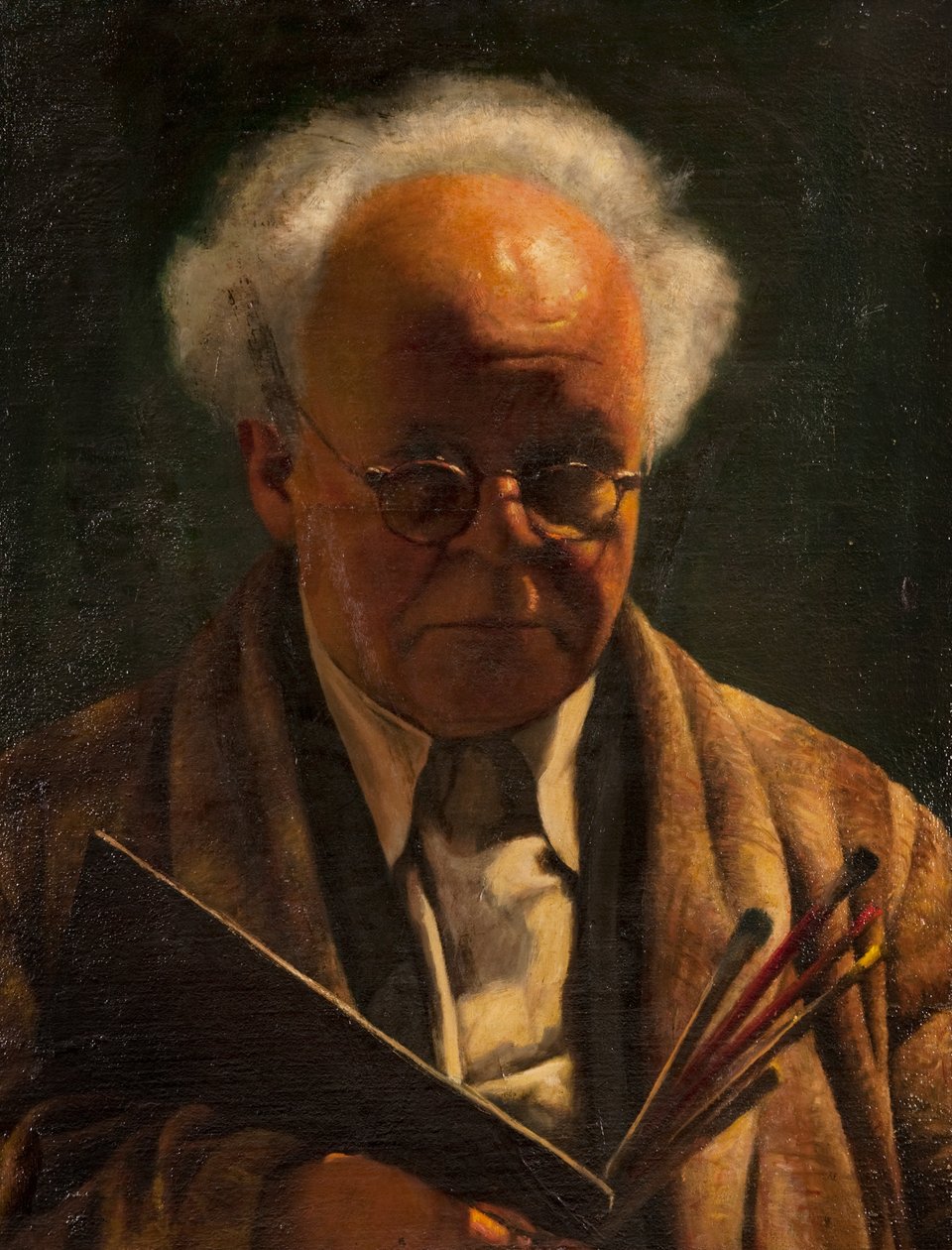 Selbstporträt mit Palette und Pinseln von Arthur Segal