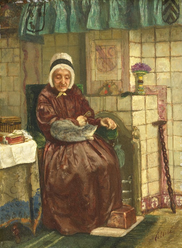Alte Frau am Herd von August Allebe