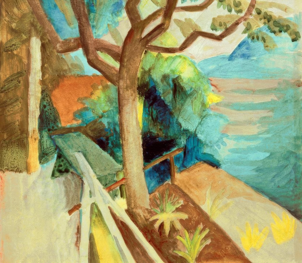 Nach Sonnenuntergang am See von August Macke