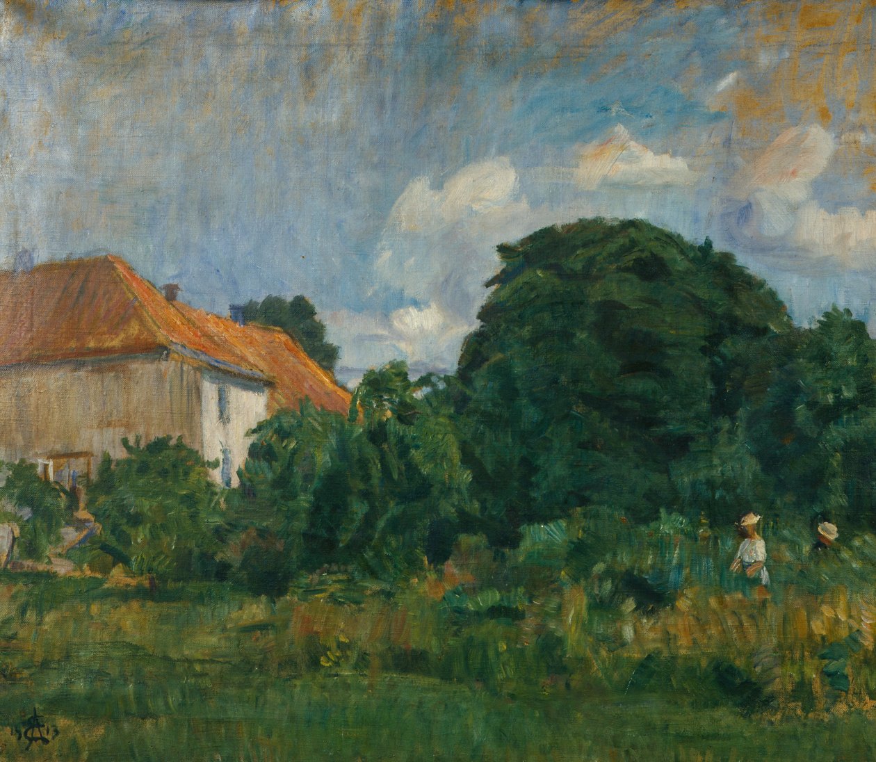 Sommerbild mit Haus von August Eiebakke