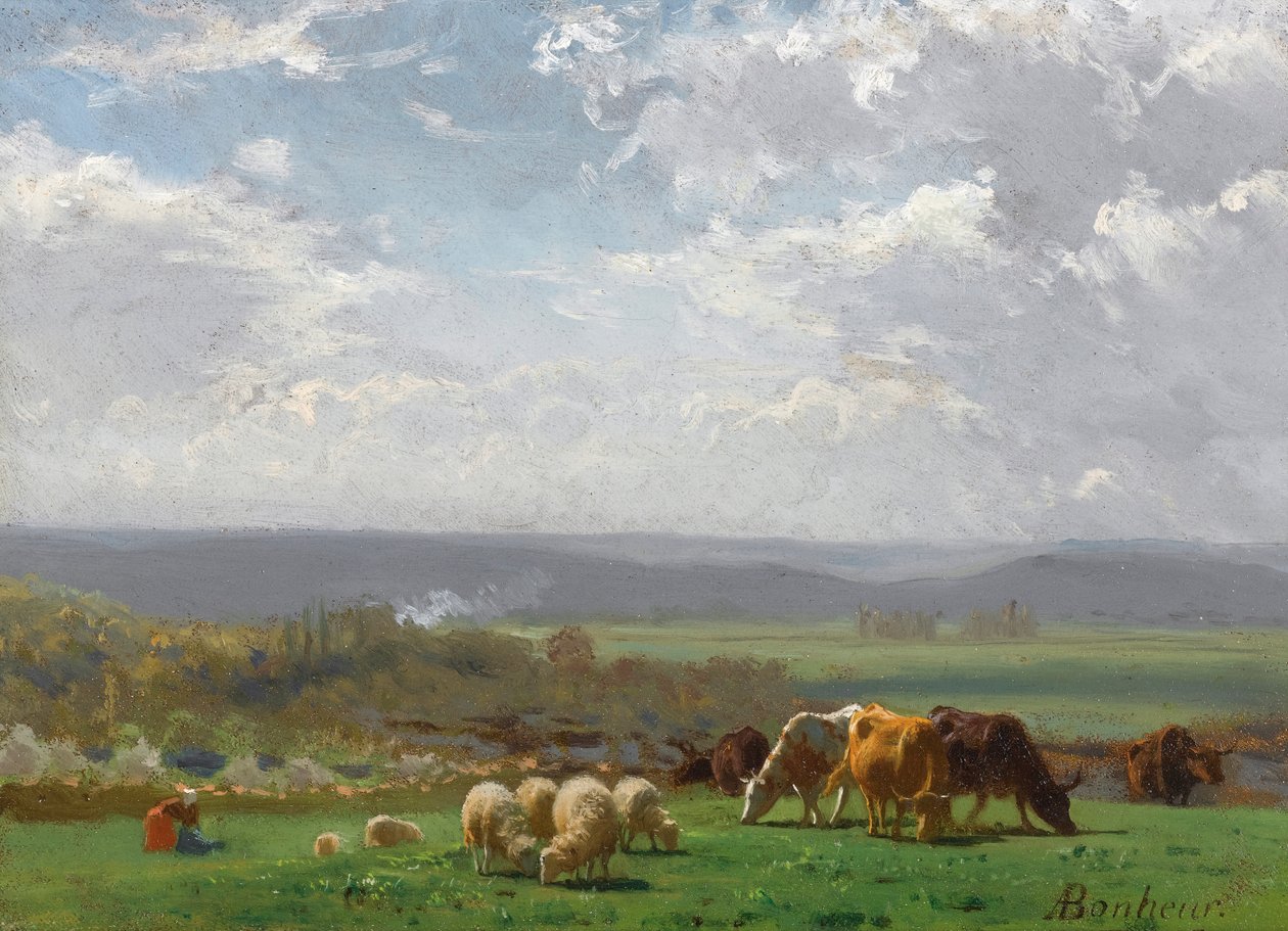 Weide in der Auvergne von Auguste Francois Bonheur