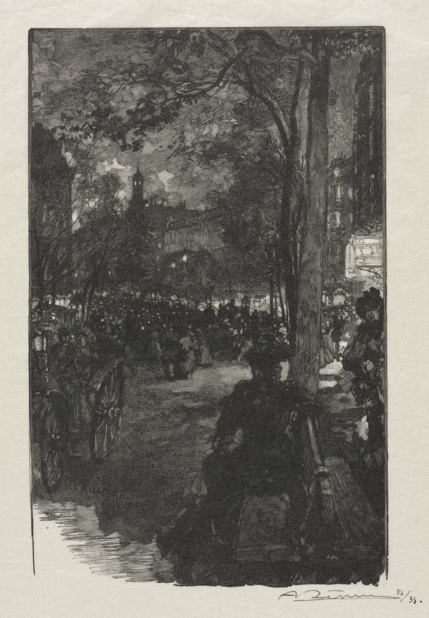 Boulevard Montmartre, Abend, 1890 von Auguste Louis Lepère
