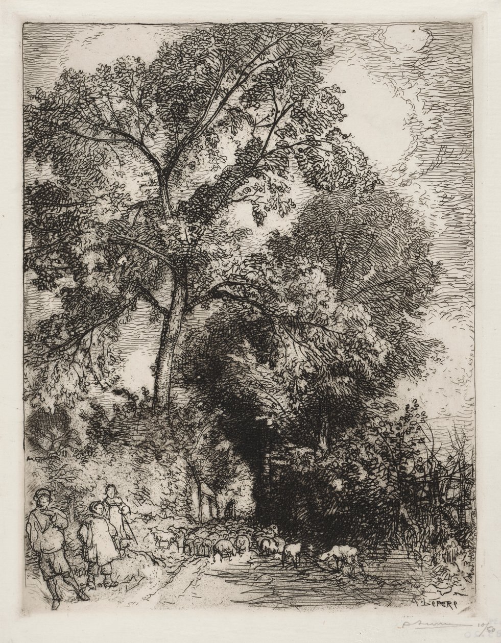 Die Rückkehr der Herde, Crèvecœur von Auguste Louis Lepère