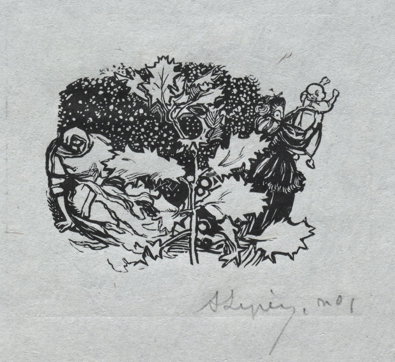 Pariser Almanach, 1897: Schlussstück, Winter von Auguste Louis Lepère
