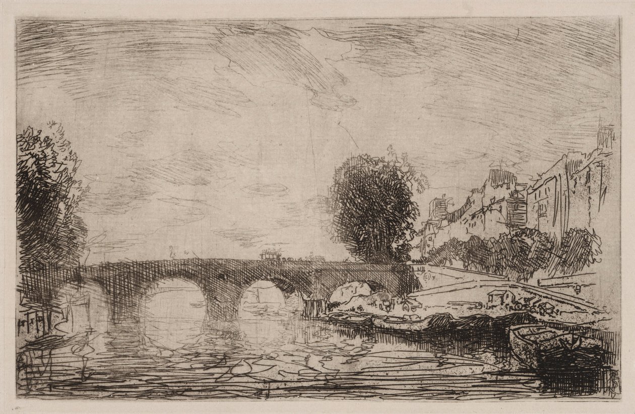 Sonnenuntergang an der Pont Marie, 1890 von Auguste Louis Lepère