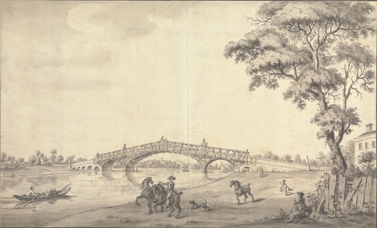 Die Brücke, Walton on Thames von Augustin Heckel