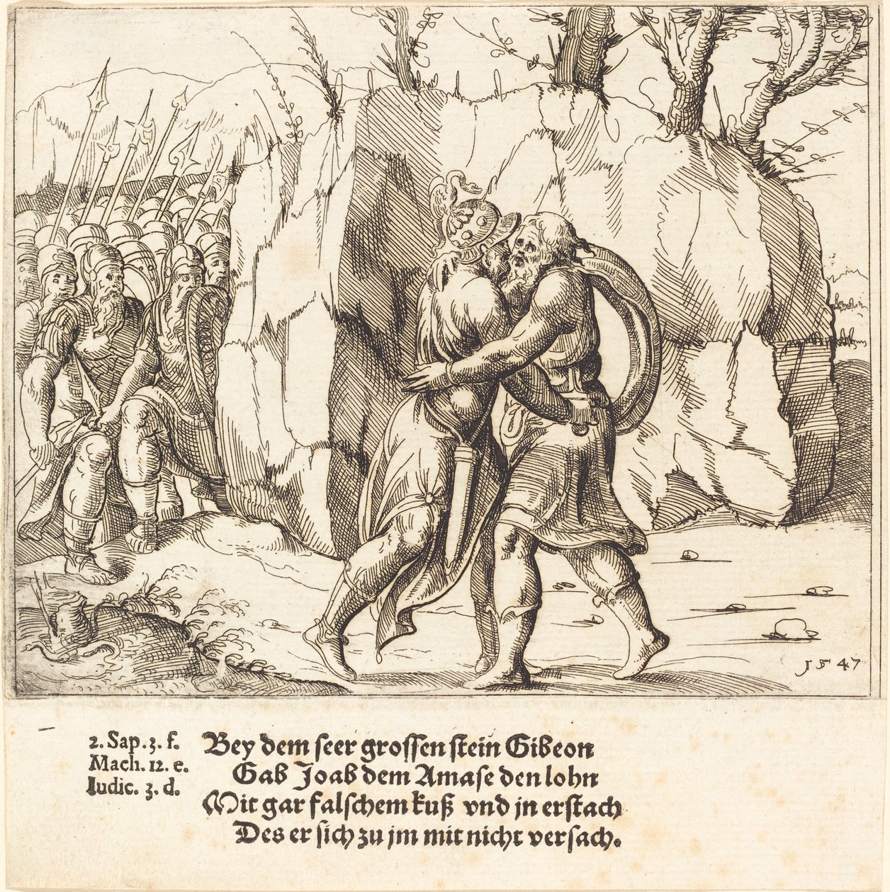 Joab verrät Abner, 1547 von Augustin Hirschvogel
