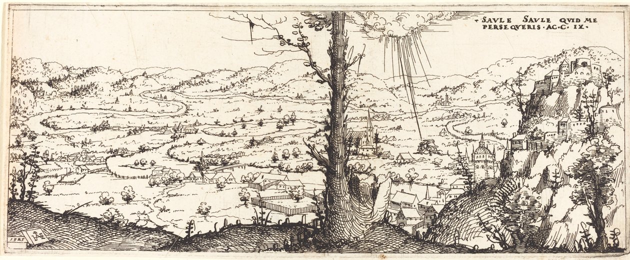 Landschaft mit der Bekehrung des Heiligen Paulus von Augustin Hirschvogel