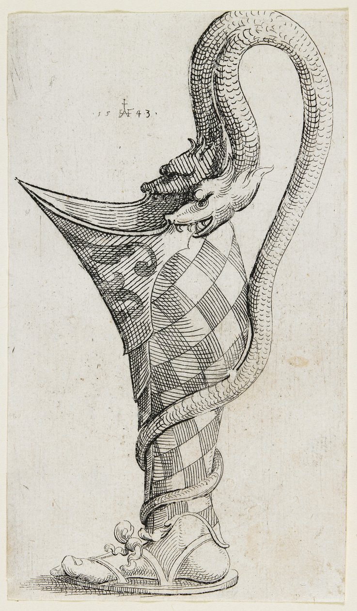 Ornamentales Bein-förmiges Gefäß, 1543 von Augustin Hirschvogel