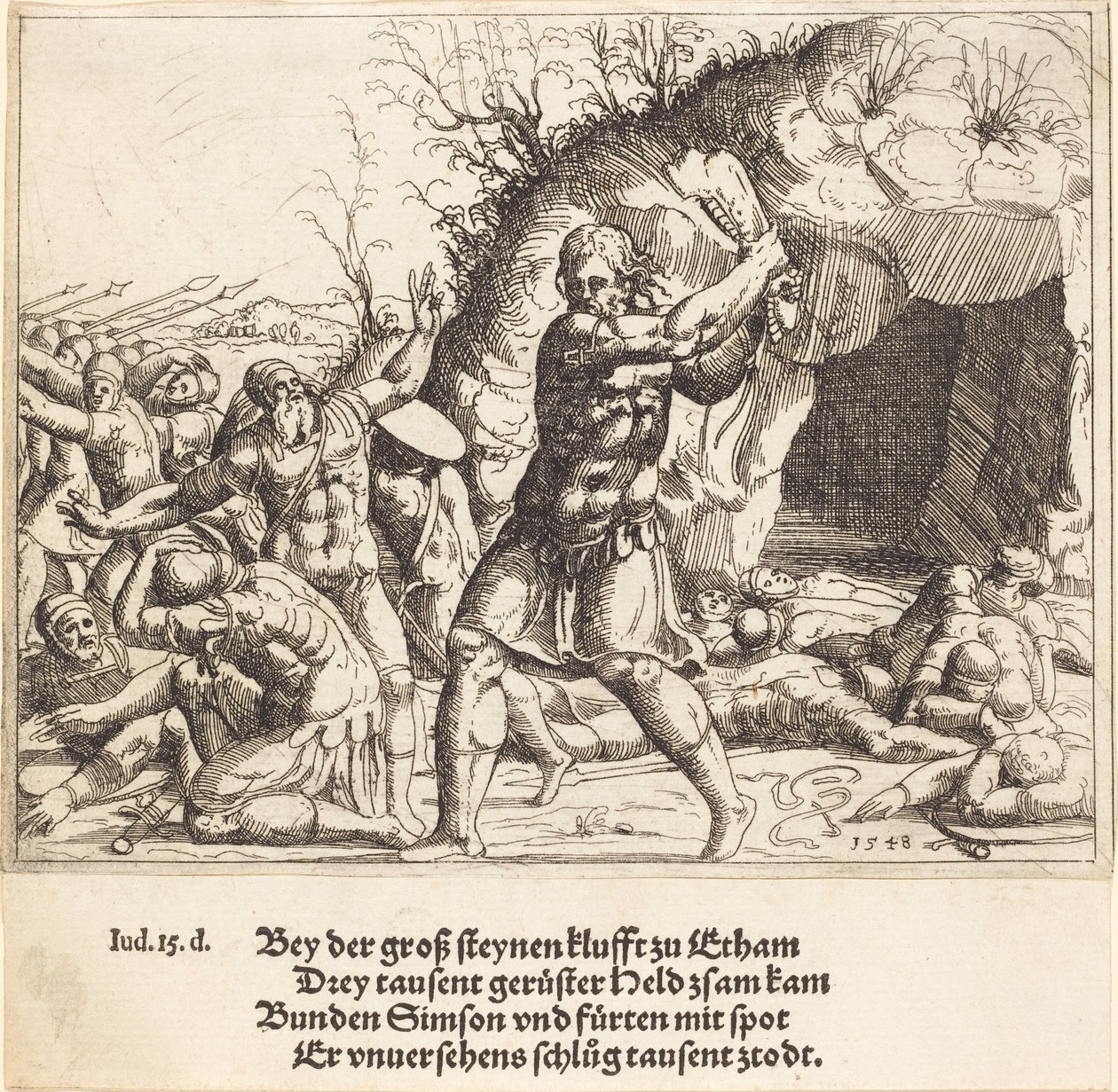 Samson erschlägt die Philister, 1548 von Augustin Hirschvogel