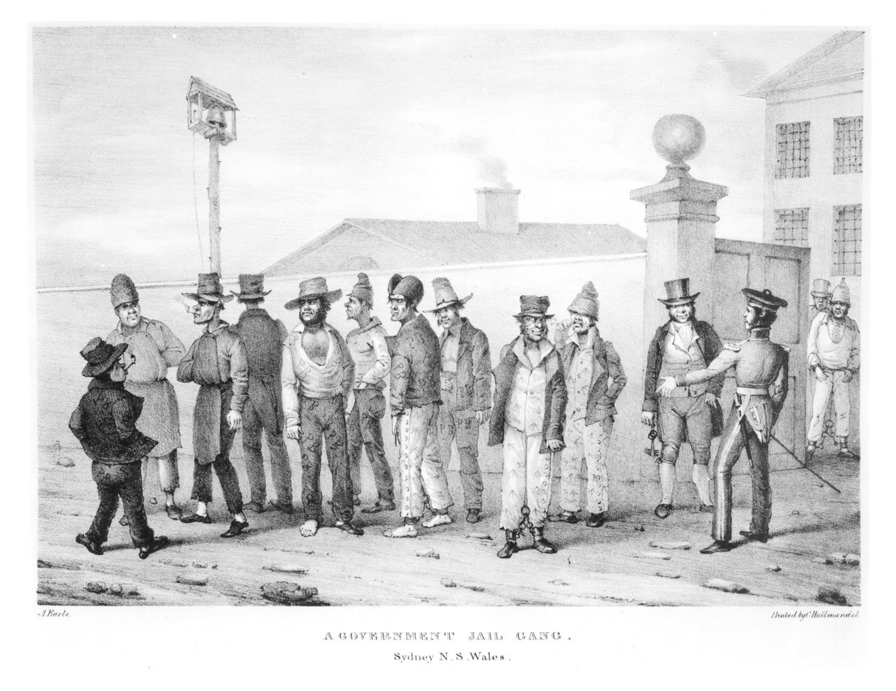 Eine Gefängnisgang der Regierung, Sydney, New South Wales, 19. Jahrhundert von Augustus Earle