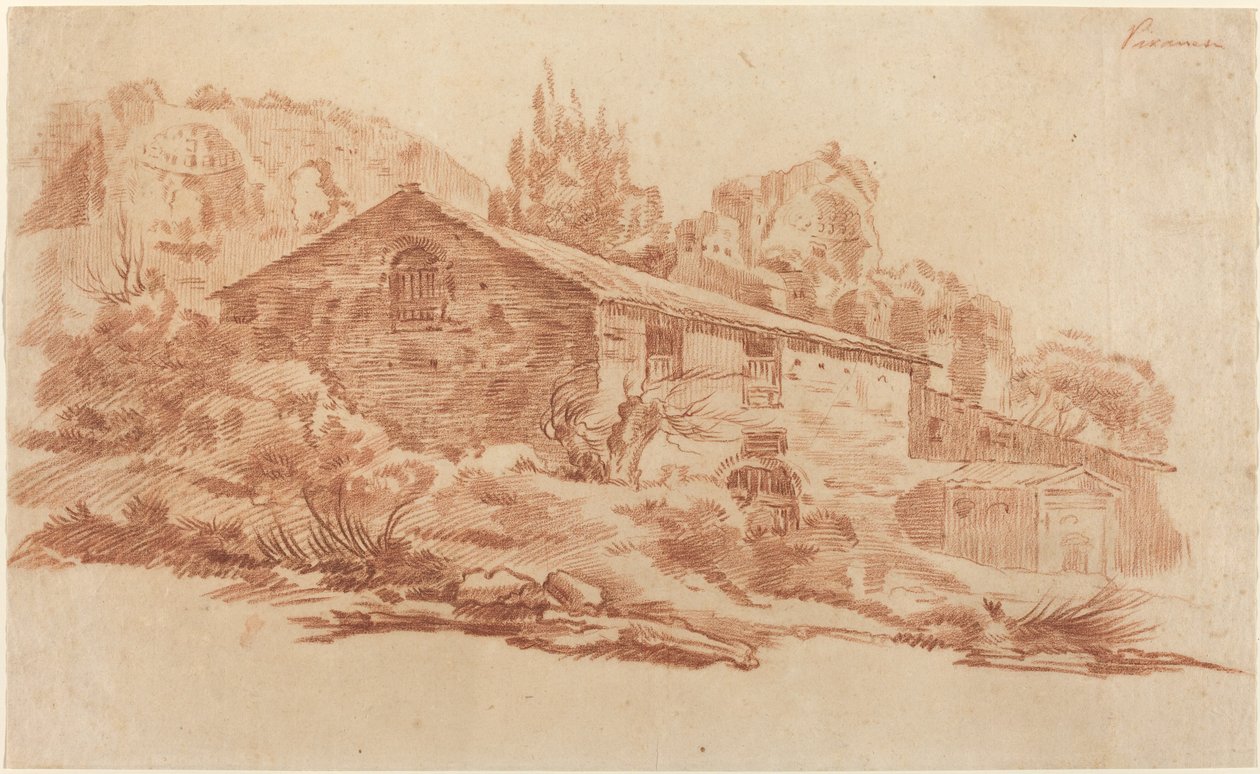 Rustikales Gebäude unter römischen Ruinen von Aureliano Milani