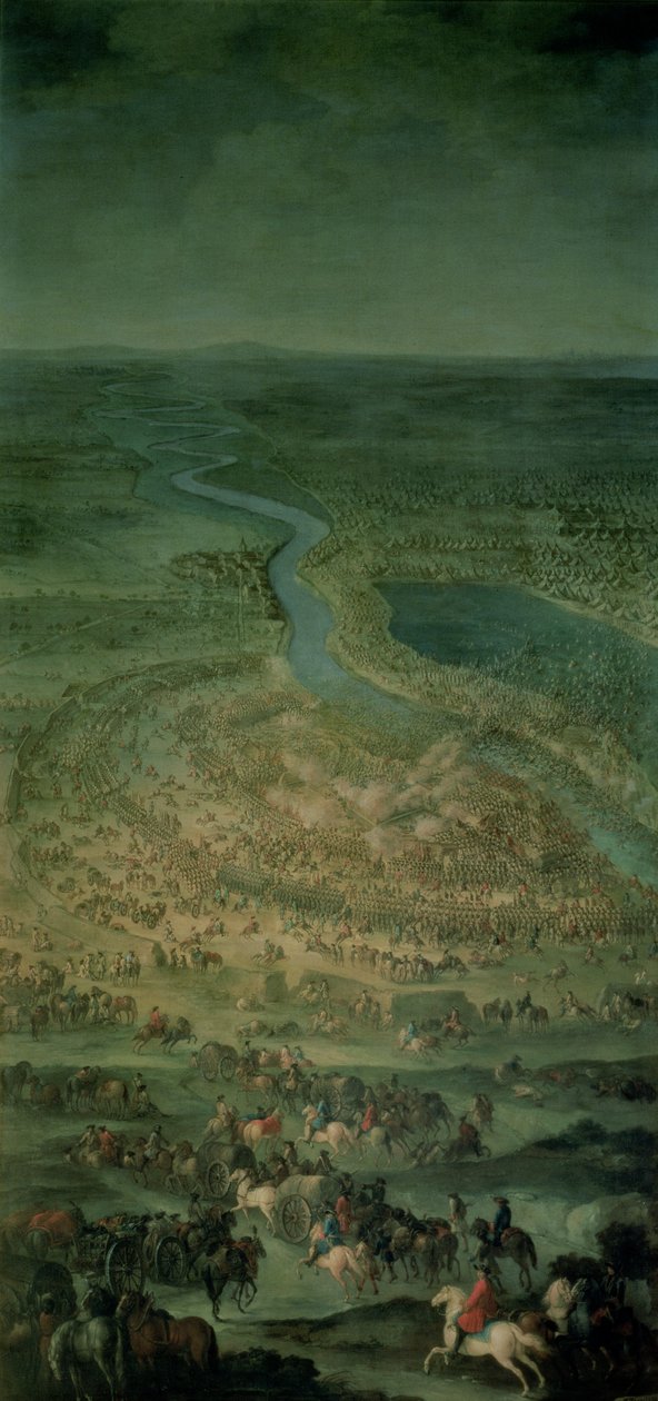 Die Schlacht von Senta, 11. September 1697, bei der die kaiserlichen Truppen des österreichischen Reiches unter Eugen von Savoyen (1663-1736) die türkische Armee besiegten von Austrian School